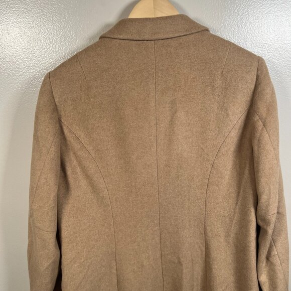 Katherine Kelly Cashmere Coat Size 10 Tan Neutral Trench Long Notch Collar - Picture 8 of 13